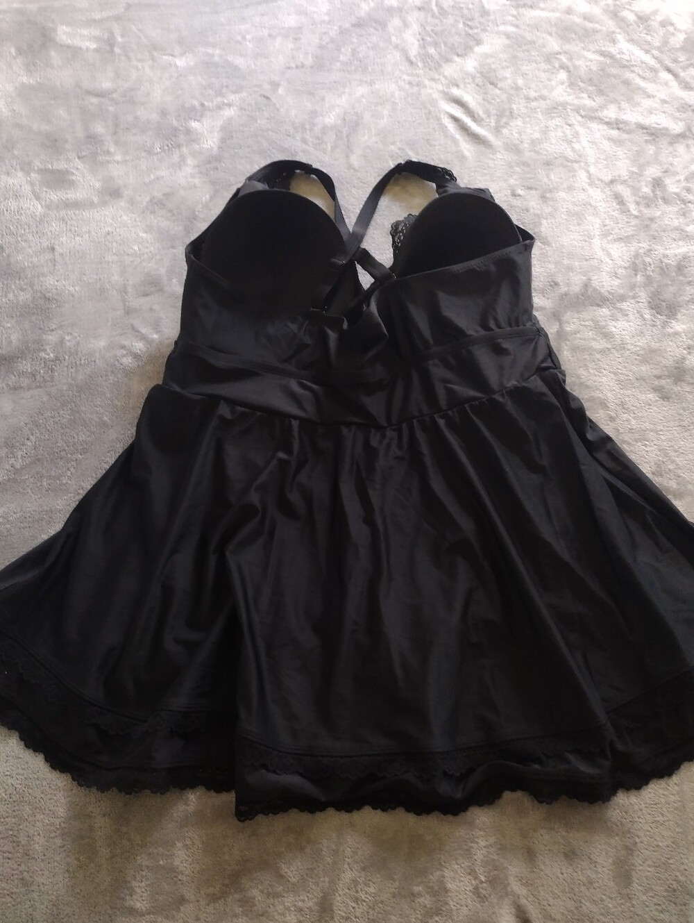Torrid V Neck Lace Trim Swim Dress One Piece Black Size 3 - Picture 5 of 9